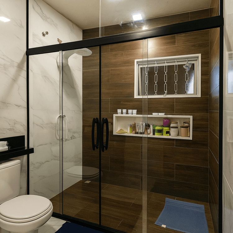 Imagem mostrando alturas do box de vidro.